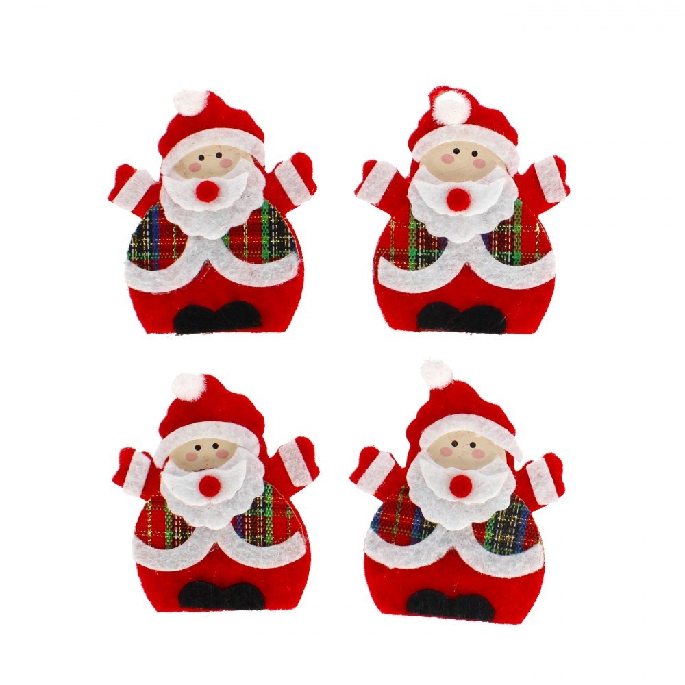 SELF-ADHESIVE FELT DECORATION SANTA CHRISTMAS PACK OF 4 PCS. CRAFT WITH FUN 501376 CRAFT WITH FUN